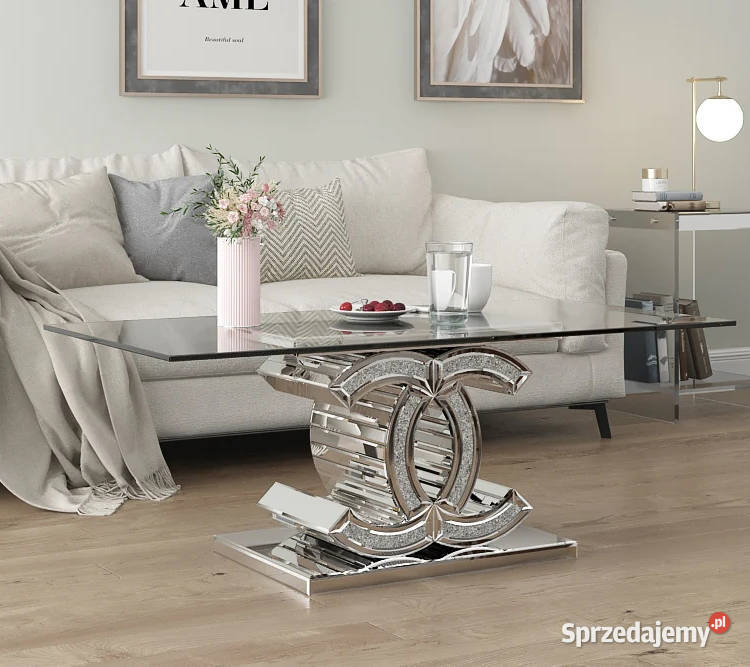 Lustrzany stolik kawowy CC z kryształkami Golkowice sprzedam