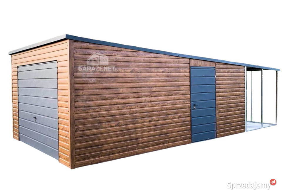 GARAŻ BLASZANY 4x6 SPAD TYŁ BRAMA UCHYLNA WIATA Łapanów