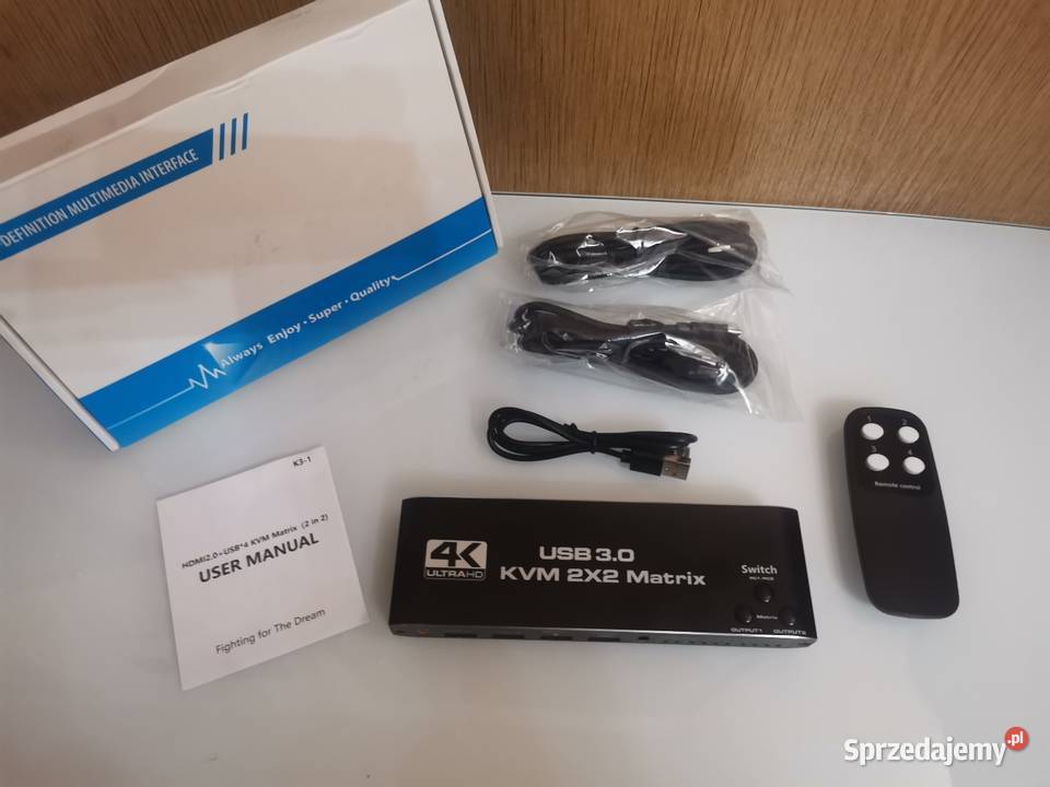 Konsola KVM 2X2 HDMI 20 4X USB 30 przełącznik Pozostałe