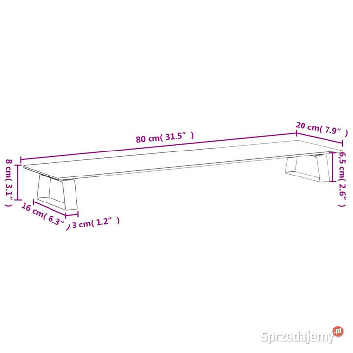 Podstawka pod monitor czarna 80x20x8 szkło Warszawa