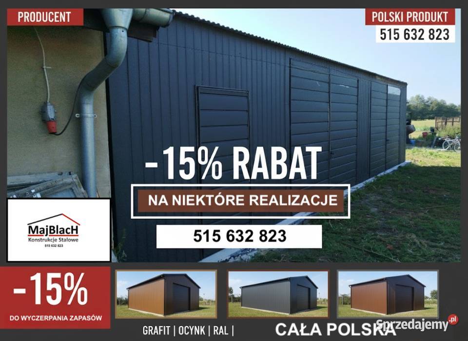 A149Garaż Blaszany Dwuspadowy Grafit RALOcynk Sprzedaż Bolesławiec