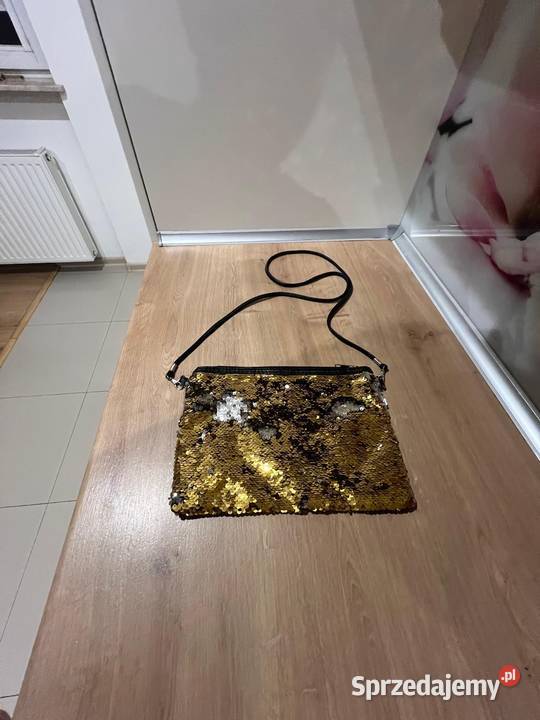 Piękna torebka wizytowa z srebnozłotymi cekinami Dla kobiet