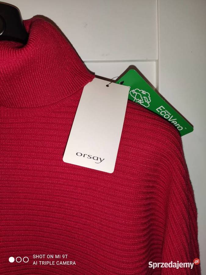 Nowy nietoperzowy sweter golf prążkowany Warszawa