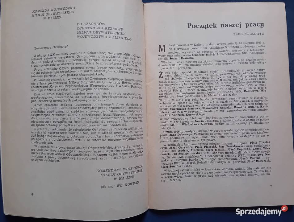 Folder wydany z okazji 30lecia ORMO w Kaliszu sprzedam