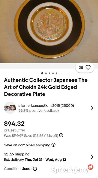 The Art of ChokinJAPOŃSKIE CLOISONN złocony 24 Porcelana i szkło Pabianice