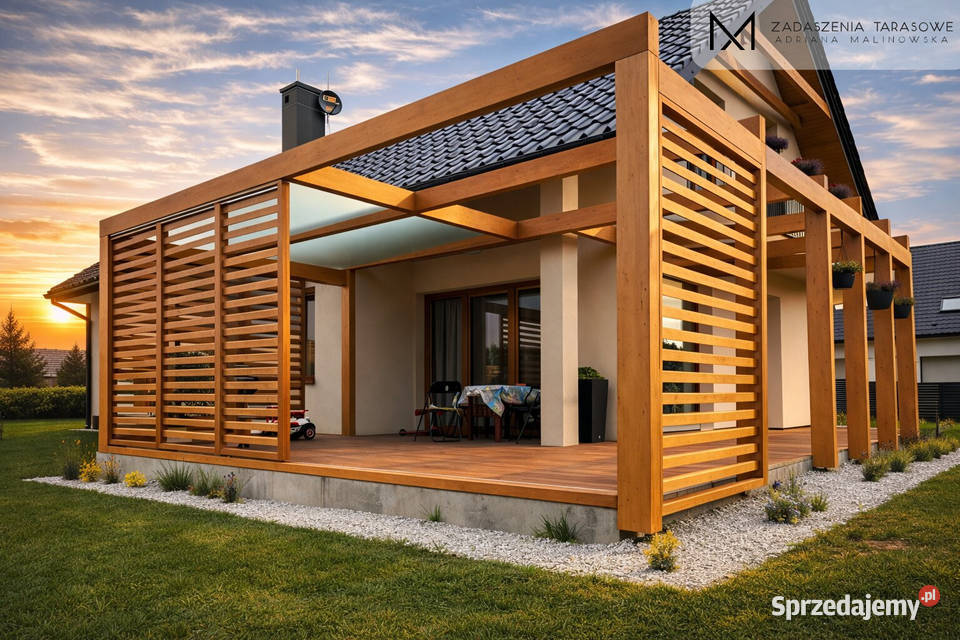Zadaszenie tarasu Nowoczesna pergola I Drewno i Nowy Sącz