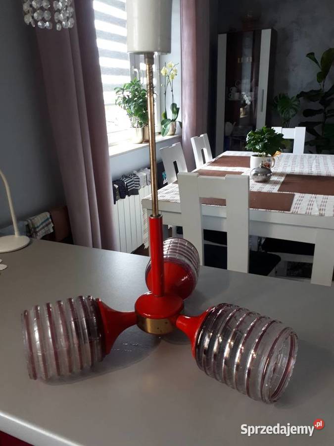 Lampa sufitowa PRL trójramienna Sulmierzyce