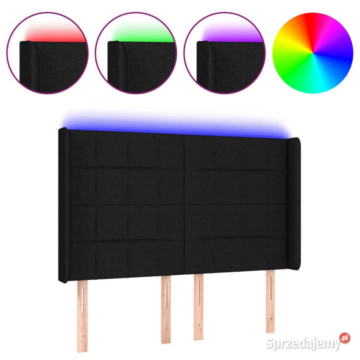 Zagłówek do łóżka z LED czarny 147x16x118128 Ramy i stelaże sprzedam