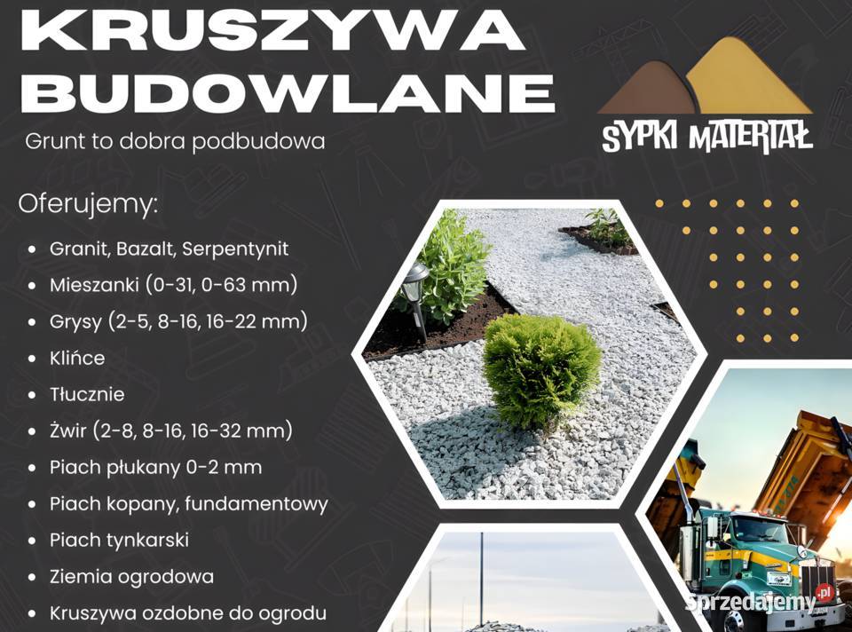 Kruszywo Piach Żwir Ziemia Wywozy urobku Granit Żwir i kamienie Żórawina