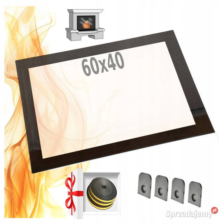 SZYBA Z DEKOREM 60x40 CZARNĄ RAMKĄ SZKŁO małopolskie Skawina