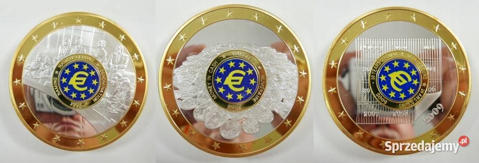 10 Lat Waluty EURO OLBRZYM 70 mm ZŁOTO Moneta