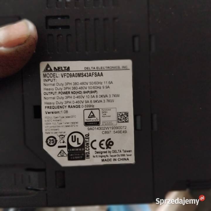 Falownik Delta VFD9A0MS43AFSAA Marszowice sprzedam