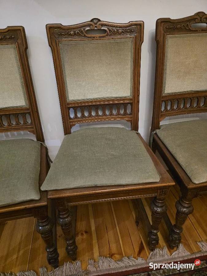 Zestaw krzeseł drewnianych pałacowe antyczne Łódź