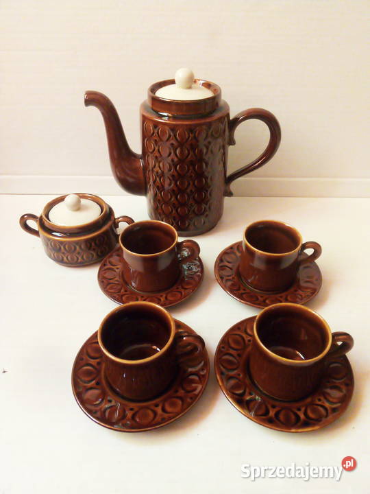 serwis do mokki Colditz vintage GDR porcelit brązowy Częstochowa