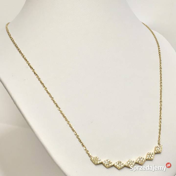 Złoty ŁAŃCUSZEK naszyjnik 18K KAMIENIE 46 cud