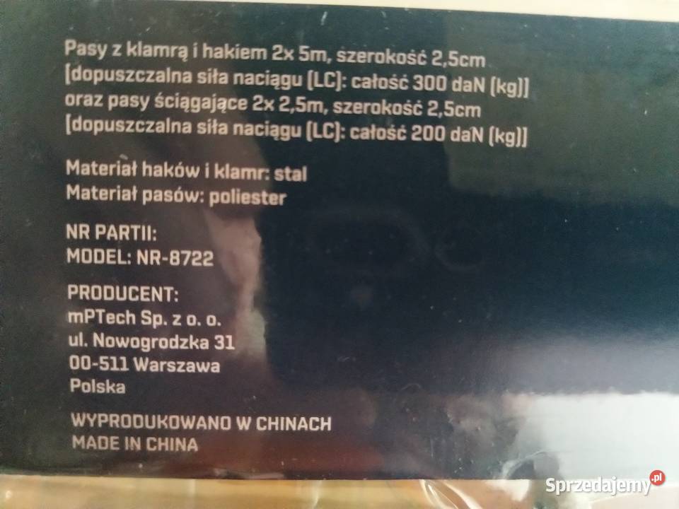 NAJTANIEJ Pasy Mocujące Transportowe Zestaw Pozostałe