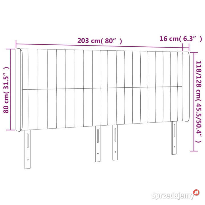 Zagłówek do łóżka z LED jasnoszary 203x16x118128 Warszawa