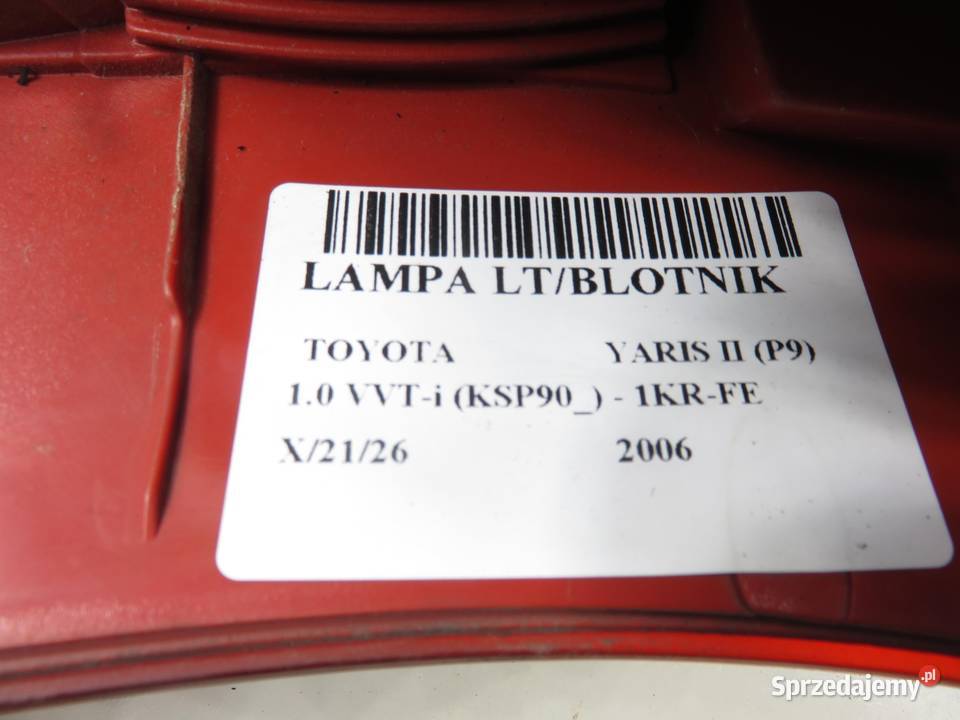 LAMPA LEWA TYLNA TOYOTA YARIS II P9