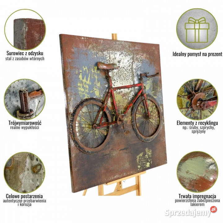 Obraz metalowy 3D LOFT ROWER 1 120x120 Dekoracje i ozdoby Chmielnik