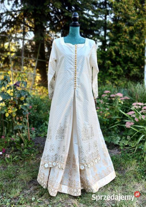 Indyjski komplet XXL 44 beżowy złoty malowany żółty/złoty zachodniopomorskie Szczecin