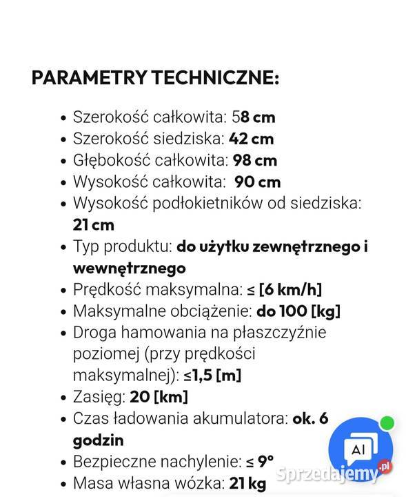Elektryczny wózek inwalidzki Nowy Mysłowice