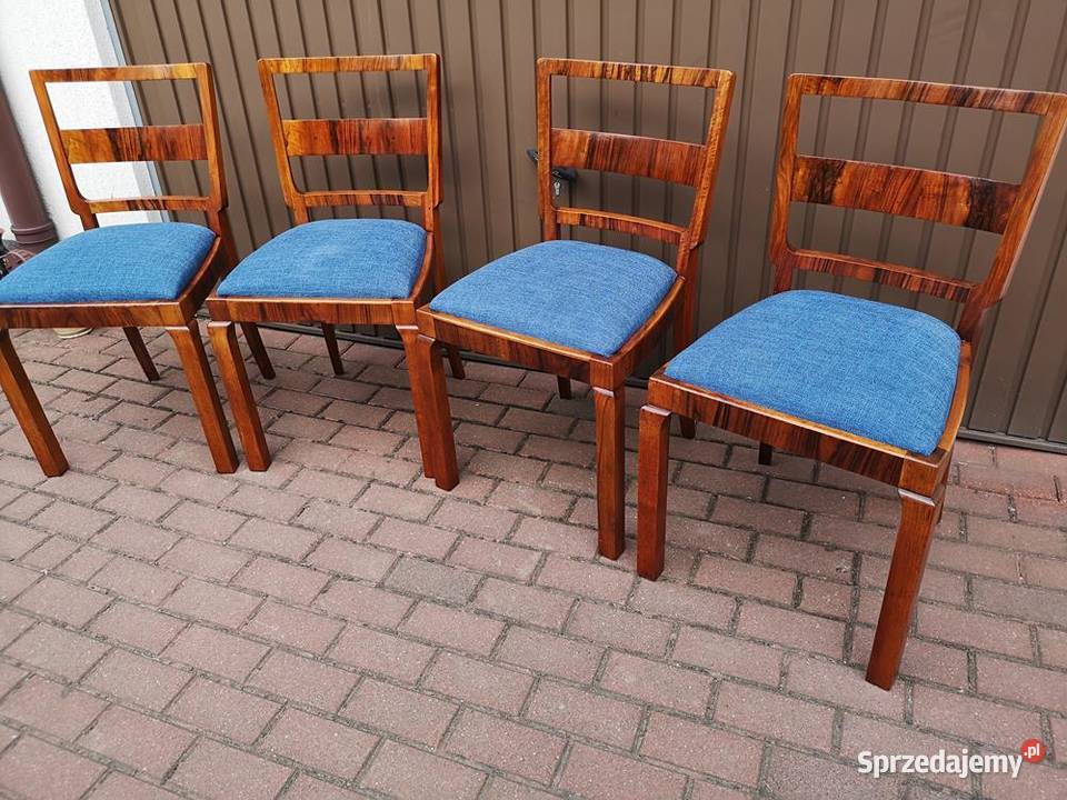 Krzesła ARTDECO Orzech Stare Antyk Komplet 4 Swarzędz