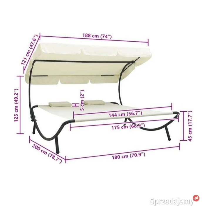 Leżak ogrodowy z baldachimem kremowy Poręba sprzedam