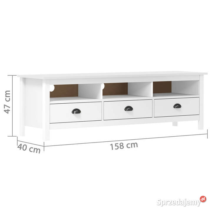 Szafka pod TV Hill biała 158x40x47 lite drewno