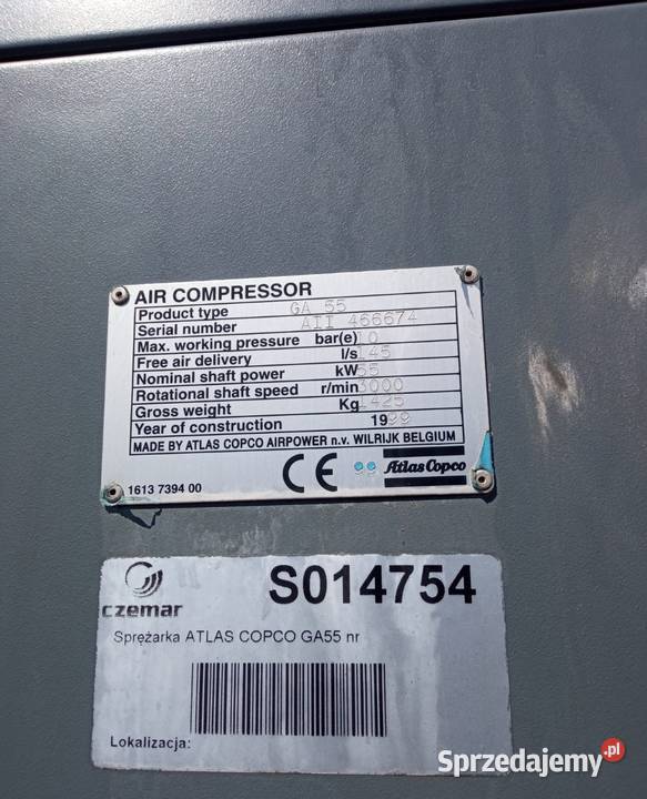 Sprężarka śrubowa kompresor ATLAS COPCO GA55 opolskie Wilków sprzedam