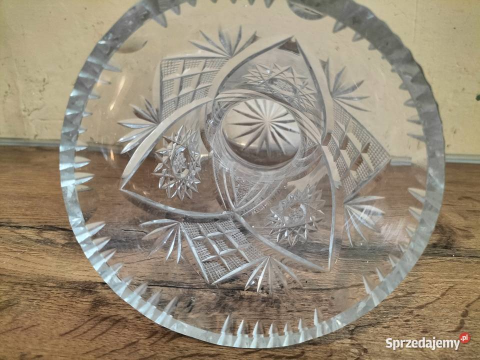ORGINAŁ PIĘKNY ZABYTKOWY WAZON KRYSZTAŁOWY Porcelana i szkło