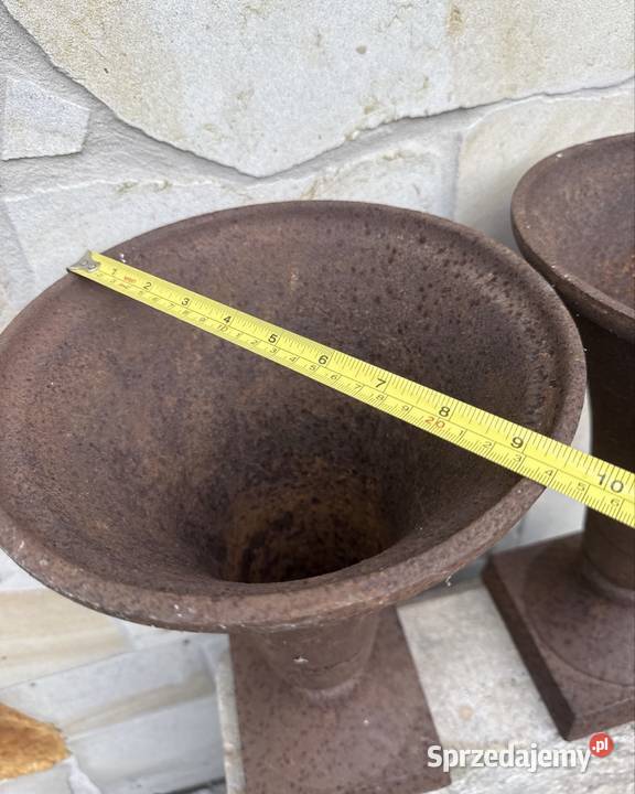 Stara donica wazon z żeliwa doniczka komplet Bystrzyca Kłodzka