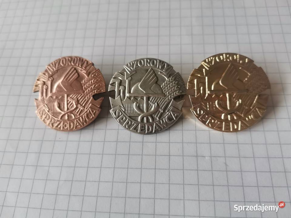 Stare 3 odznaki Wzorowy Sprzedawca PRL komplet Siemianowice Śląskie