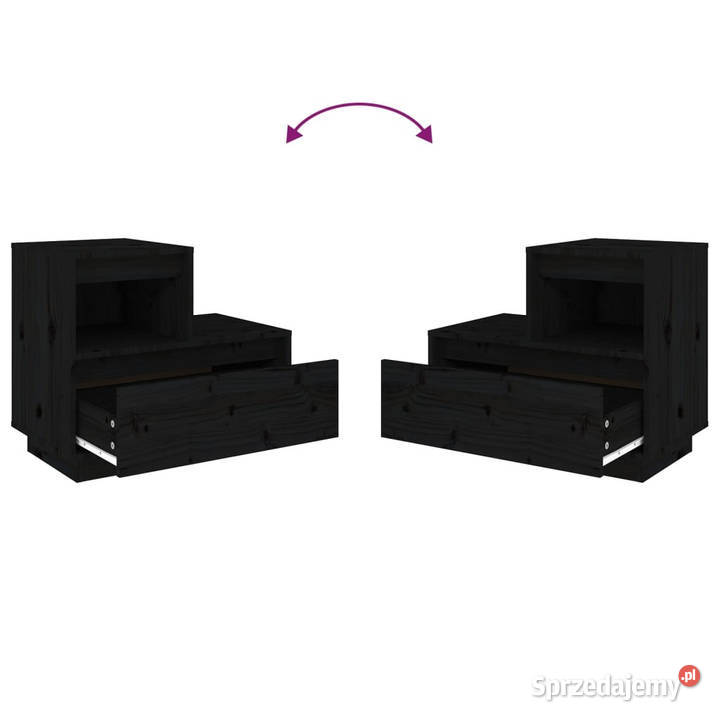 Szafki nocne 2 czarne 60x34x51 lite drewno Warszawa