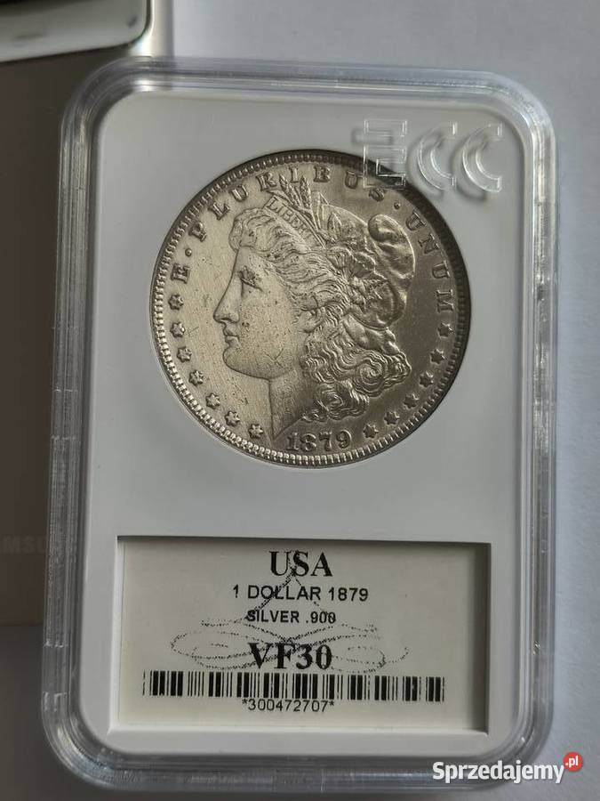 USA 1 dolar 1879 srebro Ag 900 grading zachodniopomorskie Szczecin