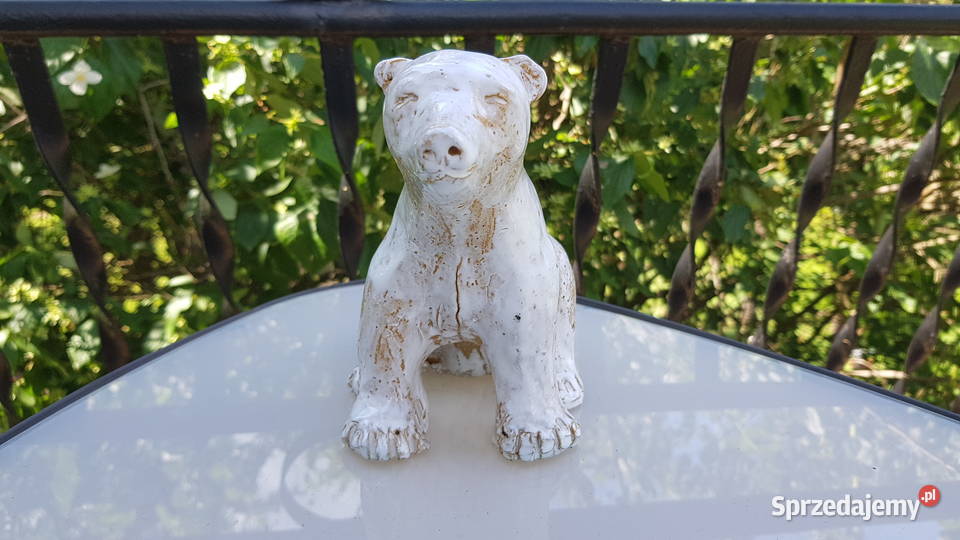Gliniana rzeźba figurka sygnowana niedźwiedź Myszków