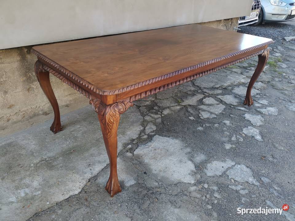 Stół drewniany rzeźbiony styl Chippendale