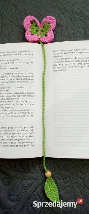Motyl wykonany na szydełku zakładka do książki Rękodzieło