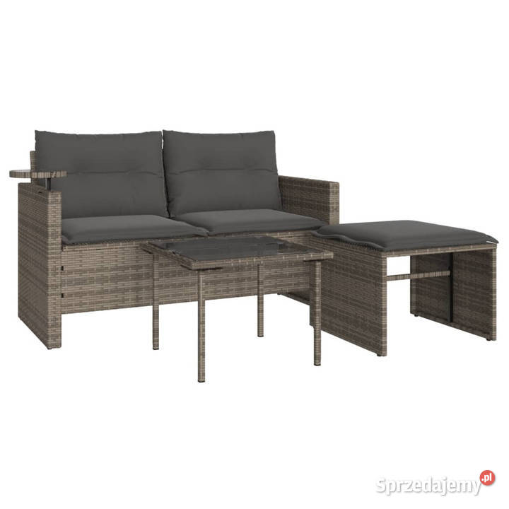 3częściowa sofa do ogrodu z poduszkami szara mazowieckie Warszawa