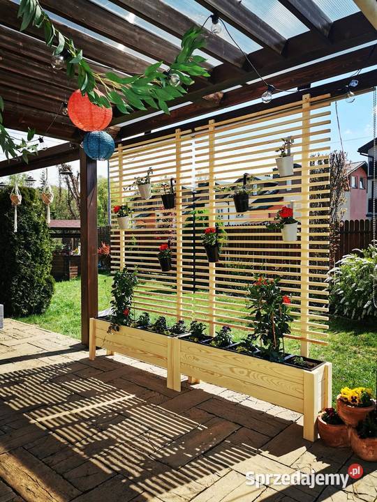 Donica Drewniana z Kratką W4D3K Lakierowana inny kolor Doniczki i osłonki Lelów