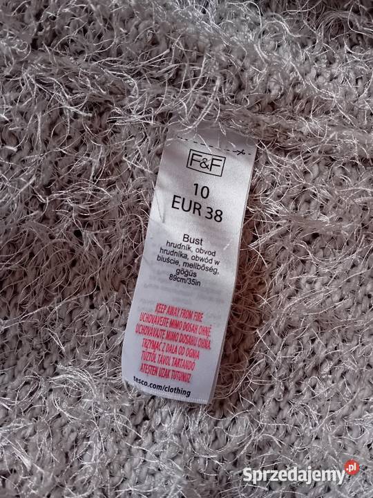 Włochaty długi sweter szary/srebrny