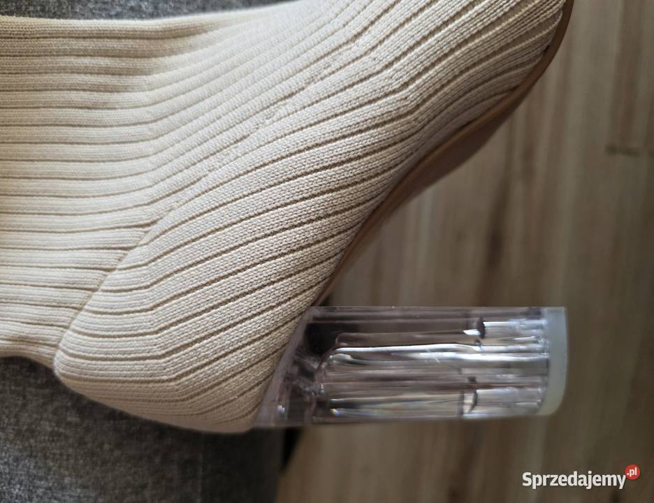 Botki skarpetkowe przezroczystym obcasem Kozaki Głogów