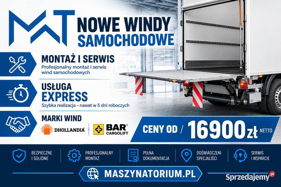 Nowe windy samochodowe, załadowcze, Montaż, UDT Gliwice
