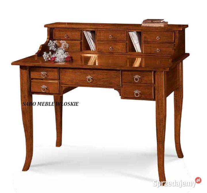 Stylowe biurko drewniane z wieloma szufladkami Przemyśl