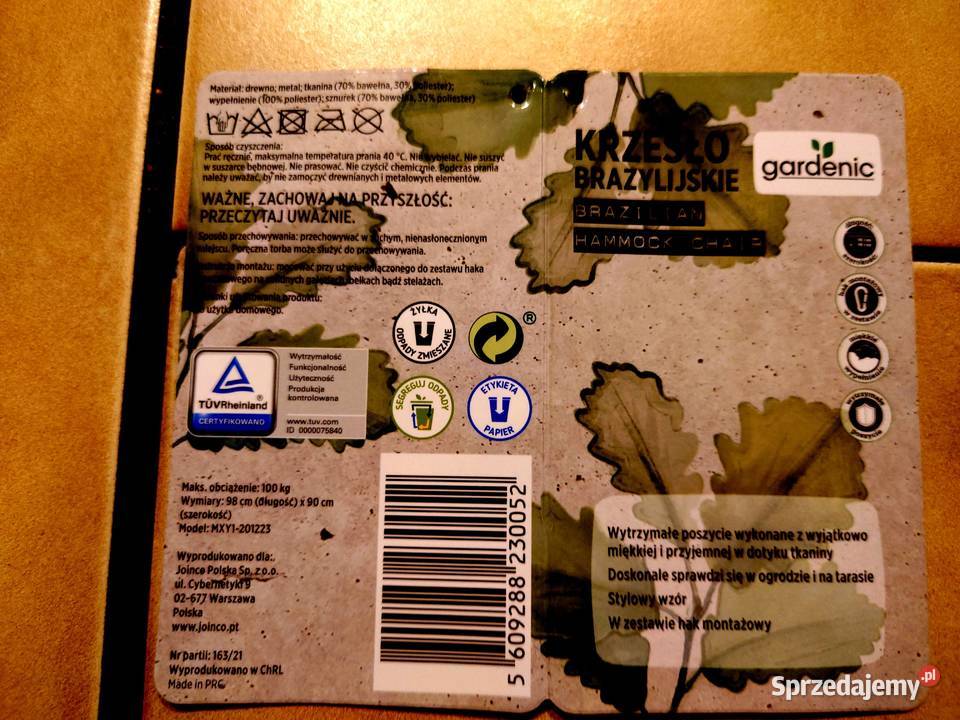 KRZESŁO BRAZYLIJSKIE HAMAK FOTEL WISZĄCY do Swarzędz