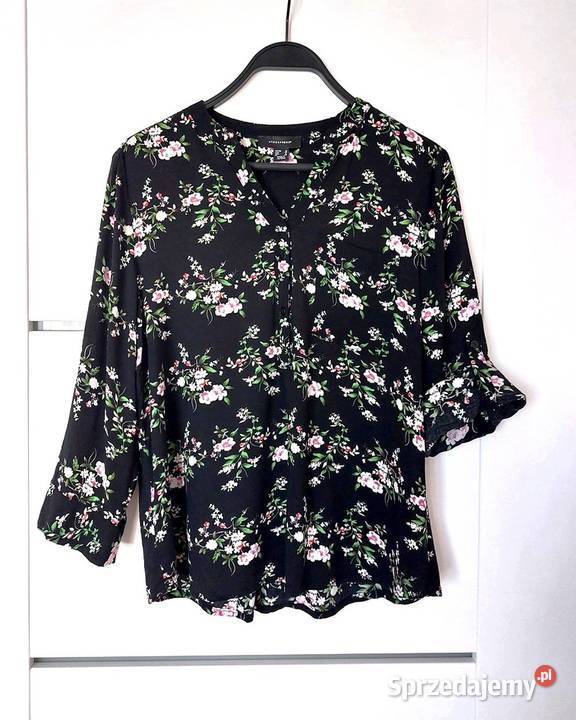 Bluzka czarna L 40 Atmosphere kwiaty wiskozowa Warszawa sprzedam