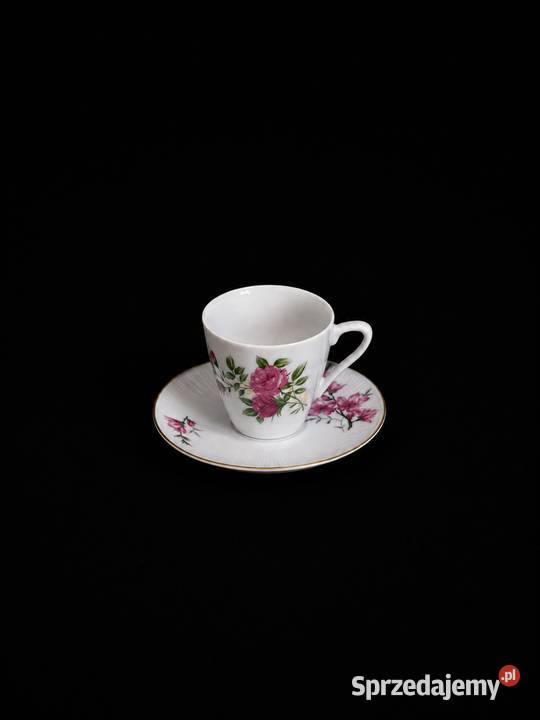 Vintage chińska filiżanka ze spodkiem Porcelana Poddębice