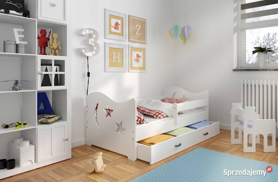 Łóżko dziecięce sosnowe białe 160x80 Łóżka, wersalki i sofy lubelskie Lublin