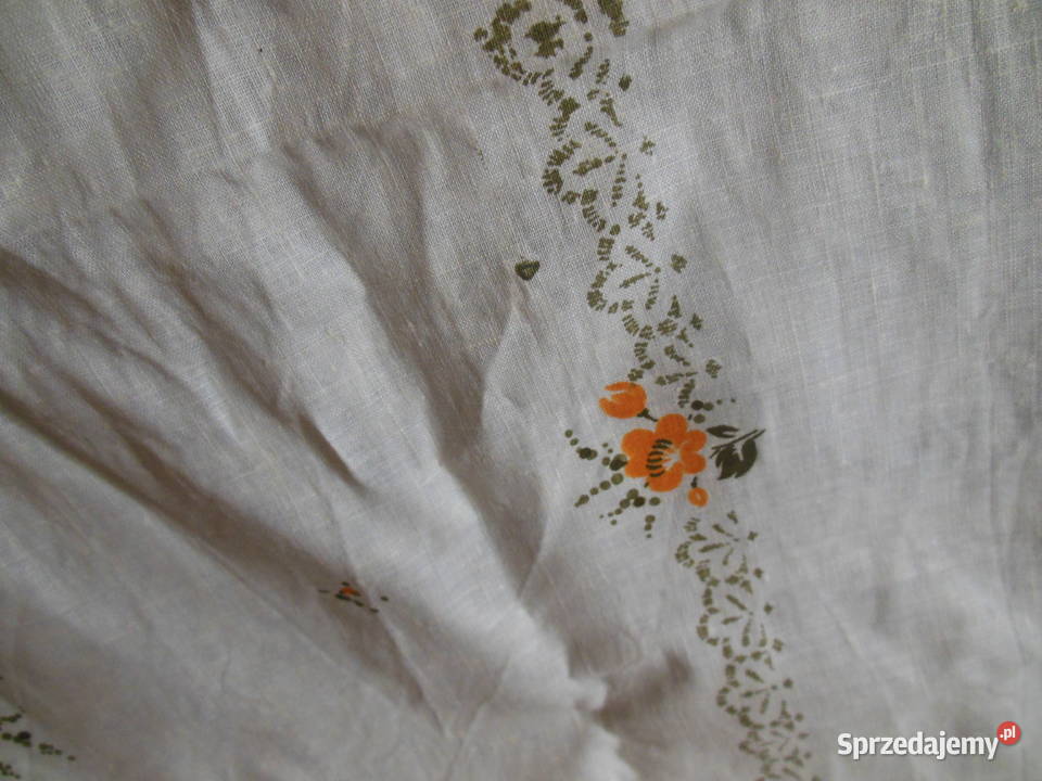 Obrus lniany duży prostokątny w pomarańczowe Kielce