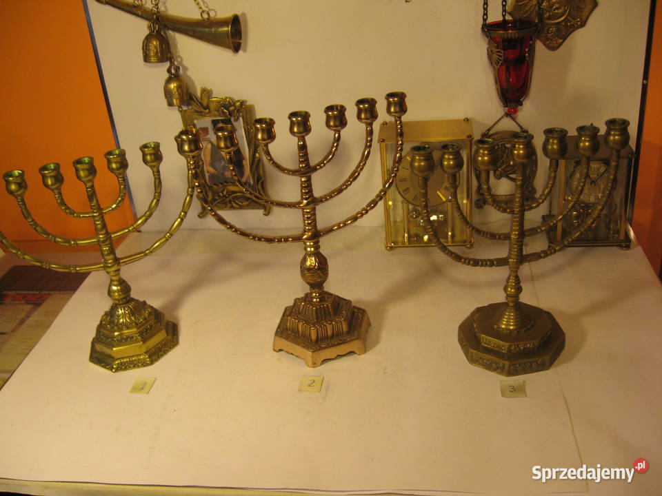 Mosiężny świecznik menora Mosiądz Kolekcja Poznań