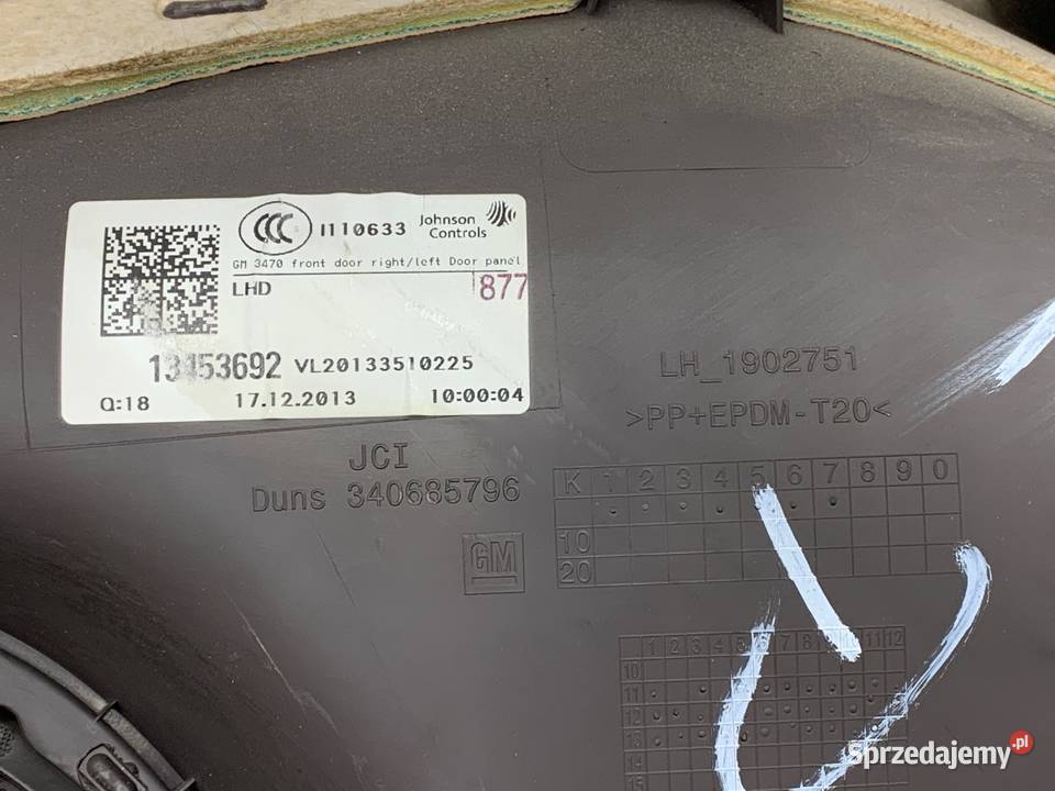 BOCZEK DRZWI LEWY PRZÓD OPEL ZAFIRA C Minivan